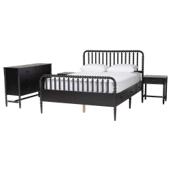 Baxton Studio Lucera 4-Piece Bedroom Set, Queen, Black